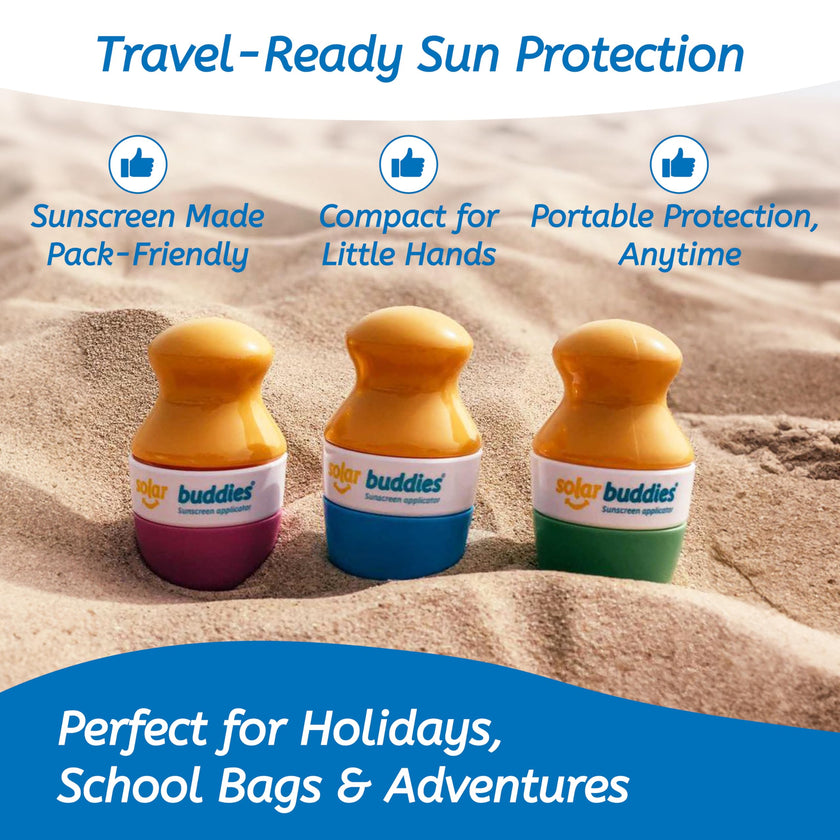 Solar Buddies Sunscreen Applicator - Single Pink - Refillable Roll on Sponge Sunscreen, Suncream & Lotion Applicator For Kids, Adults & Families - Holds 3.4fl oz, Perfect Size for Travel 🍁 All In One Marketplace Canada