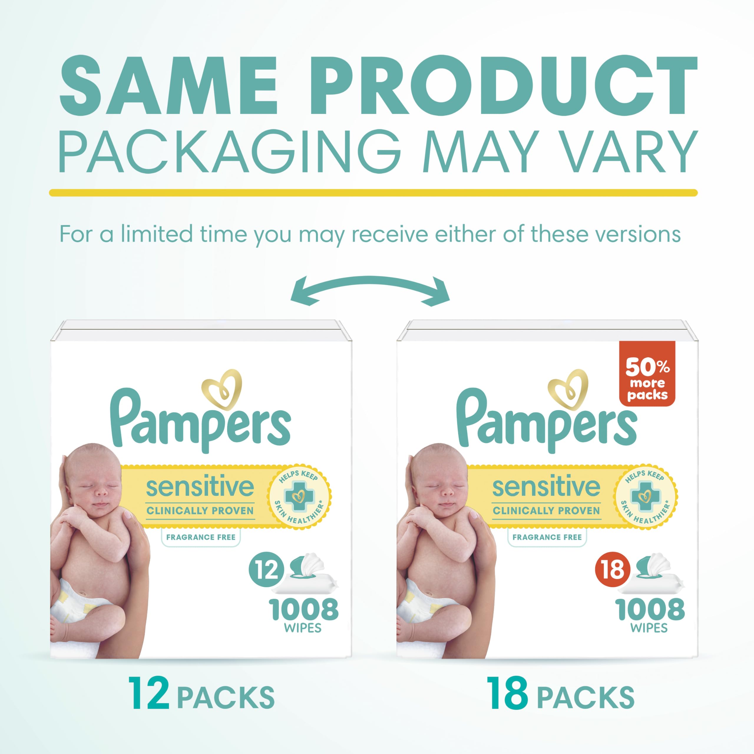 Pampers Baby Wipes Sensitive Perfume Free 12X Pop-Top Packs, 1 Pack (Count of 1008) 🍁 All In One Marketplace Canada
