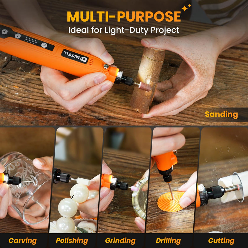 HARDELL Mini Cordless Rotary Tool, 5-Speed and USB Charging Rotary Tool Kit, Multi-Purpose 3.7V Power Rotary Tool with 61 Accessories for Sanding, Polishing, Drilling, Etching, Engraving, DIY Crafts 🍁 All In One Marketplace Canada