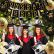 Graduation Decorations Class of 2026, 12Pcs Black and Gold balloons with Swirl and Graduation Garland Congrats Grad 2026 Banner for College High School Party Supplies 🍁 All In One Marketplace Canada