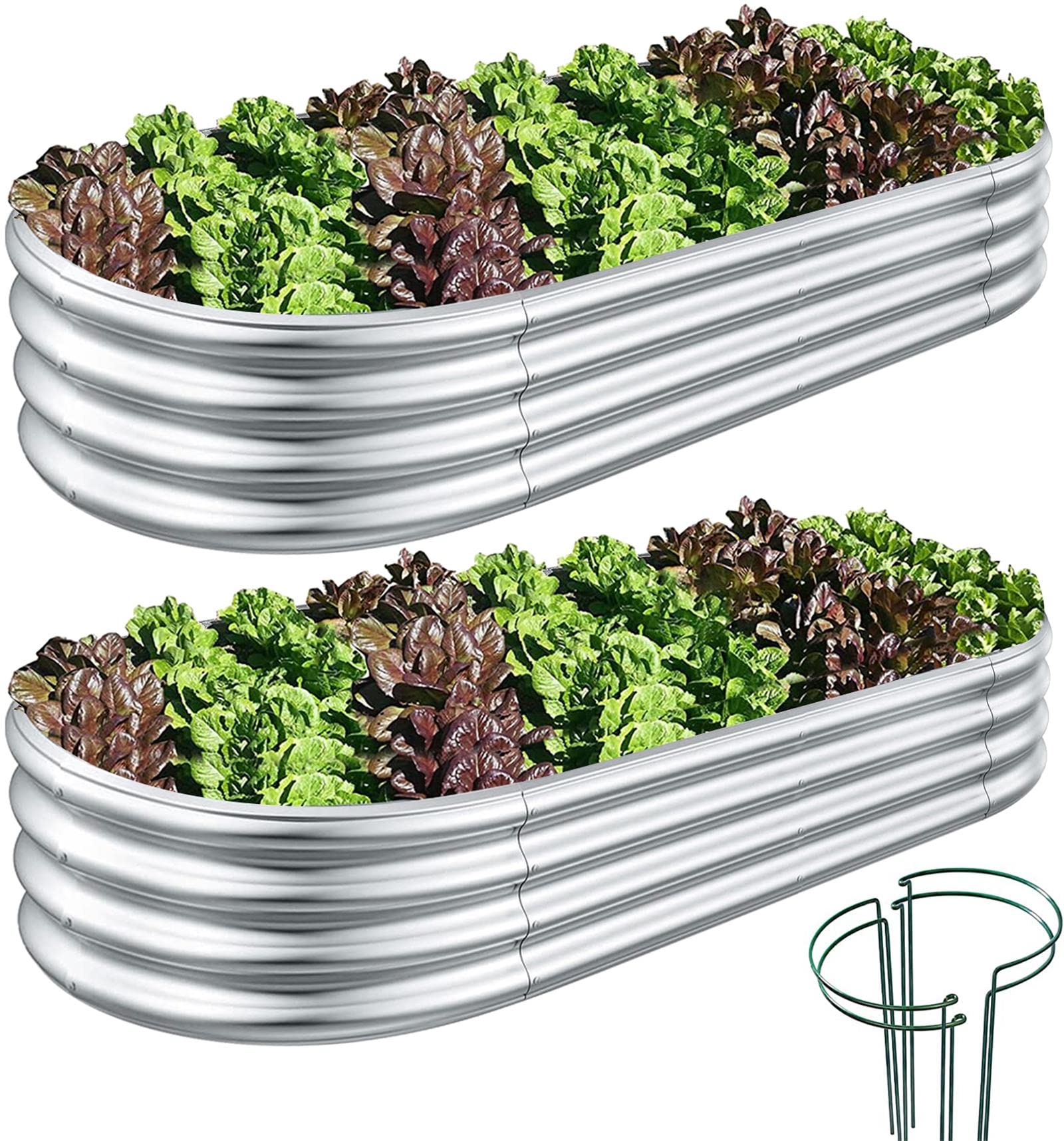COATTOA Galvanized Raised Garden Bed, Raised Garden Boxes, 2 Pcs 6×3×1ft Outdoor Galvanized Planter Box, Garden Stock Tank Outdoor with Metal Plant Stakes, Garden Beds for Vegetables Planting 🍁 All In One Marketplace Canada