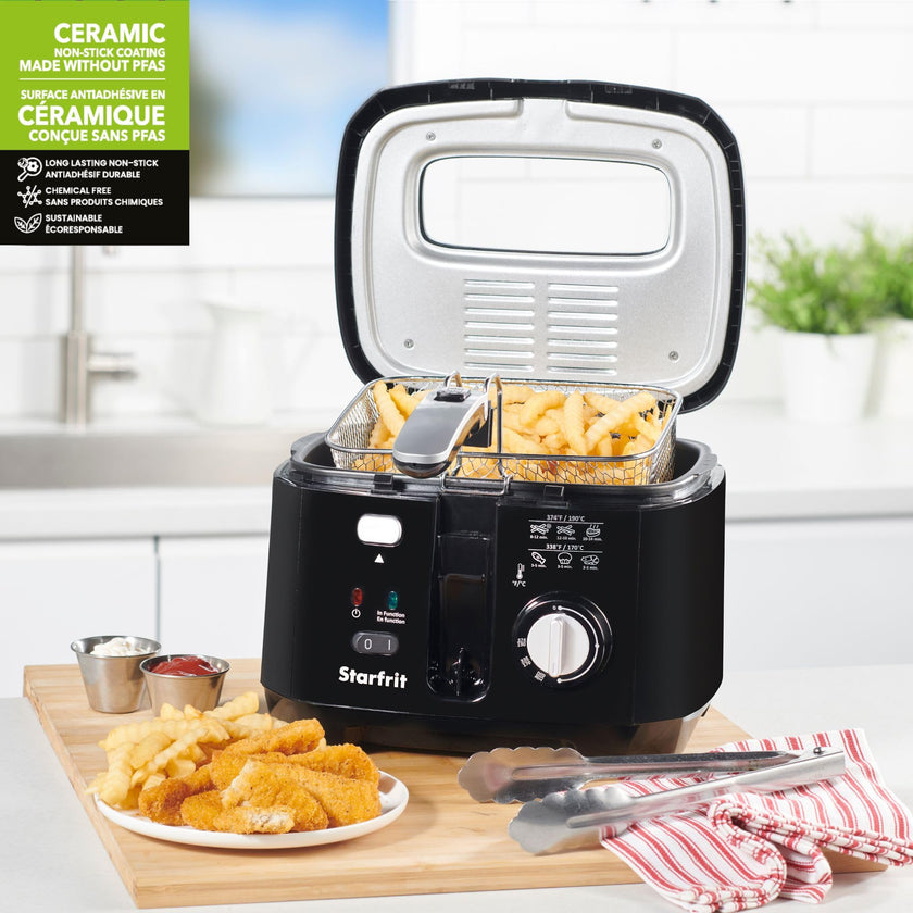 Starfrit Deep Fryer, 2.5L Capacity, Ceramic Bowl, Black 🍁 All In One Marketplace Canada
