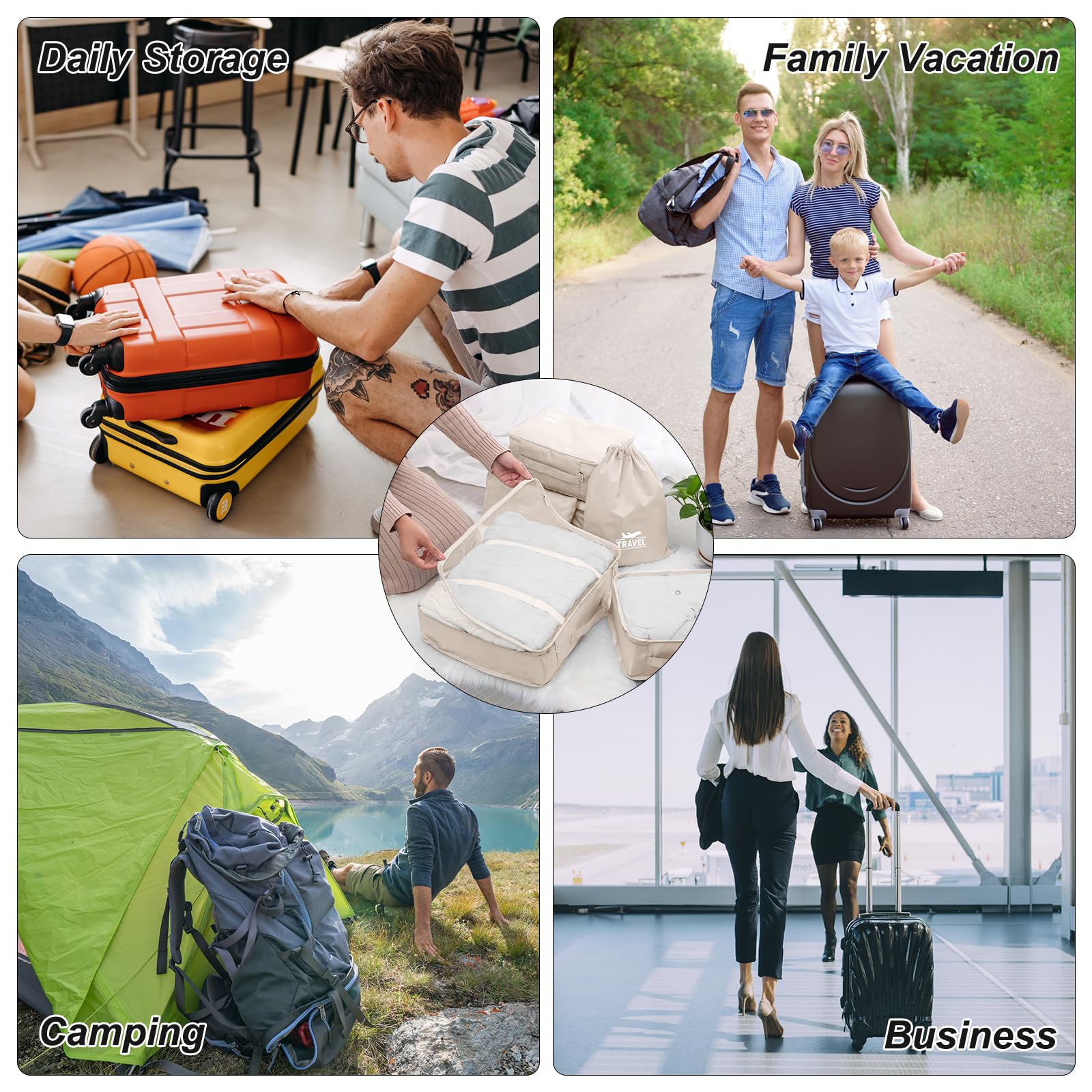 10 Set Packing Cubes for Suitcases, Packing Cubes Travel Essentials Organizer Bags, Travel Organizers (Beige) 🍁 All In One Marketplace Canada