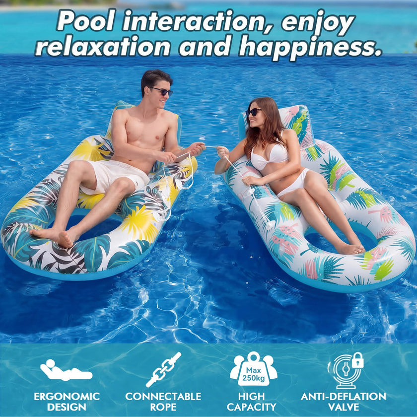 cngg v Pool Floaties for Adults,Inflatable Float Heavy Duty, Backrest & Footrest Pool Float Pool Rafts for Adults Beach Lake Party 2 Pack 🍁 All In One Marketplace Canada
