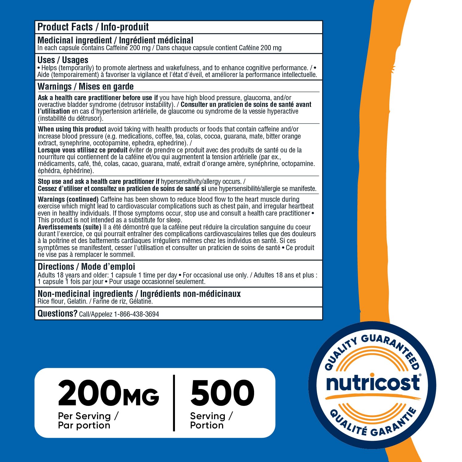 Nutricost Caffeine Pills (200mg) 500 Capsules 🍁 All In One Marketplace Canada