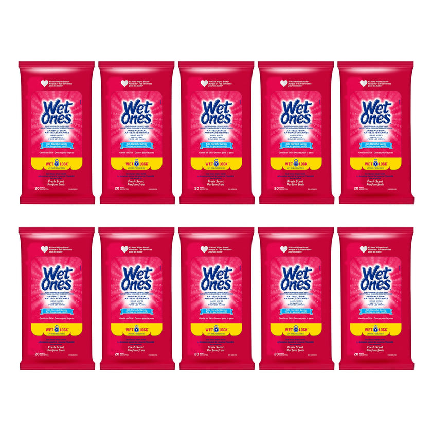 Wet Ones Antibacterial Hand Wipes, Fresh Scent, Wet Wipes, 20 Count (Pack of 10) 🍁 All In One Marketplace Canada