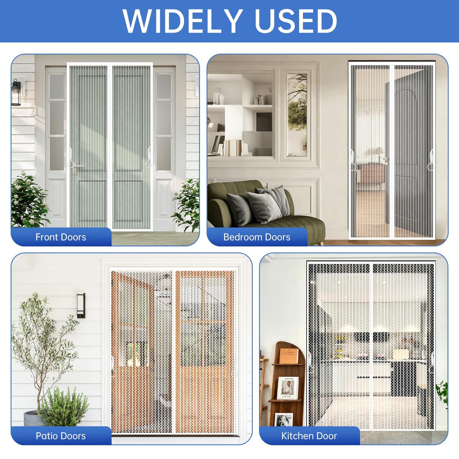 White Magnetic Screen Door Fits Door Size 32x80in Screen Size 34x82in Heavy Duty Mesh Full Frame With Magic Tape 🍁 All In One Marketplace Canada