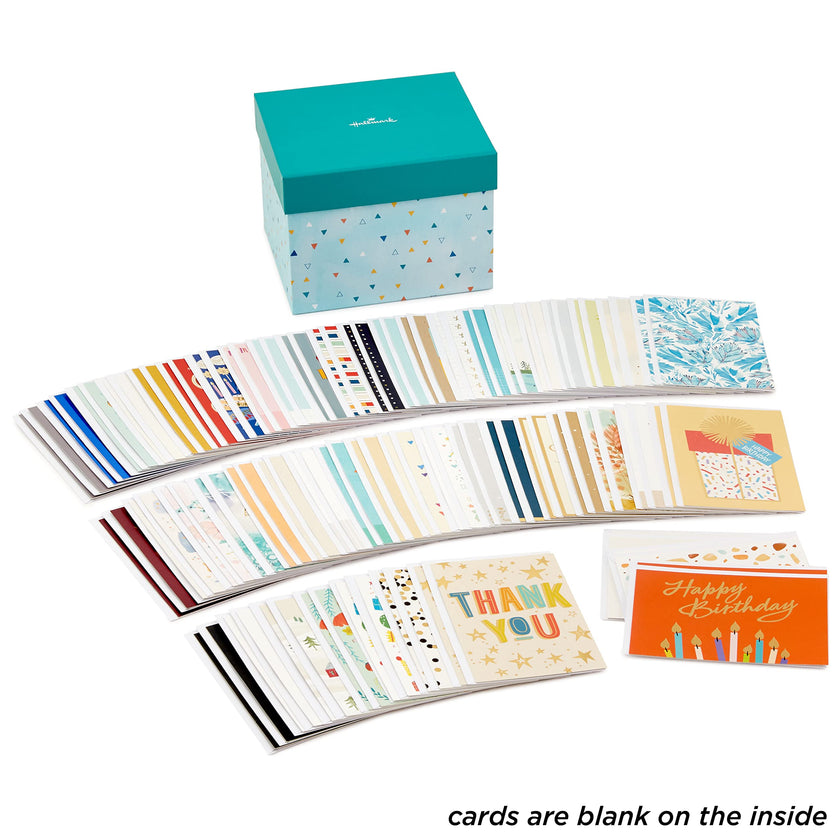 Hallmark All Occasion Boxed Set of Assorted Blank Greeting Cards with Card Organizer (Pack of 100)—Birthday, Thank You, Congratulations, Wedding, Baby, Thinking of You, Sympathy 🍁 All In One Marketplace Canada