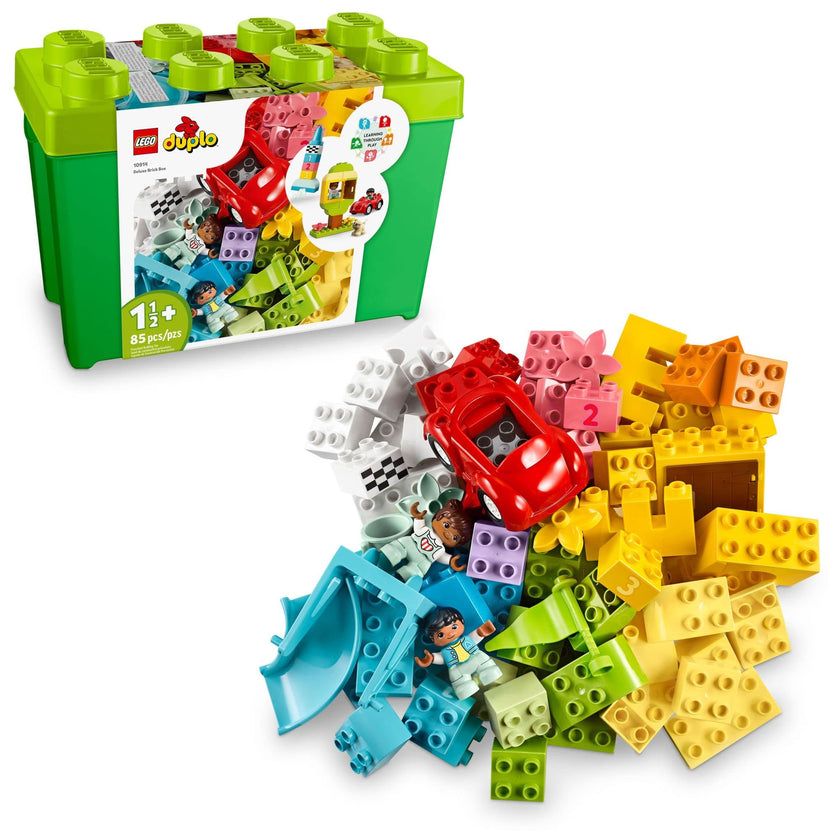 LEGO DUPLO Classic Deluxe Brick Box 10914 Starter Set - Features Storage Box, Bricks, Duplo Figures, Dog, and Car, Creative Play, Great Early Learning Toy for Toddlers Ages 18+ Months 🍁 All In One Marketplace Canada