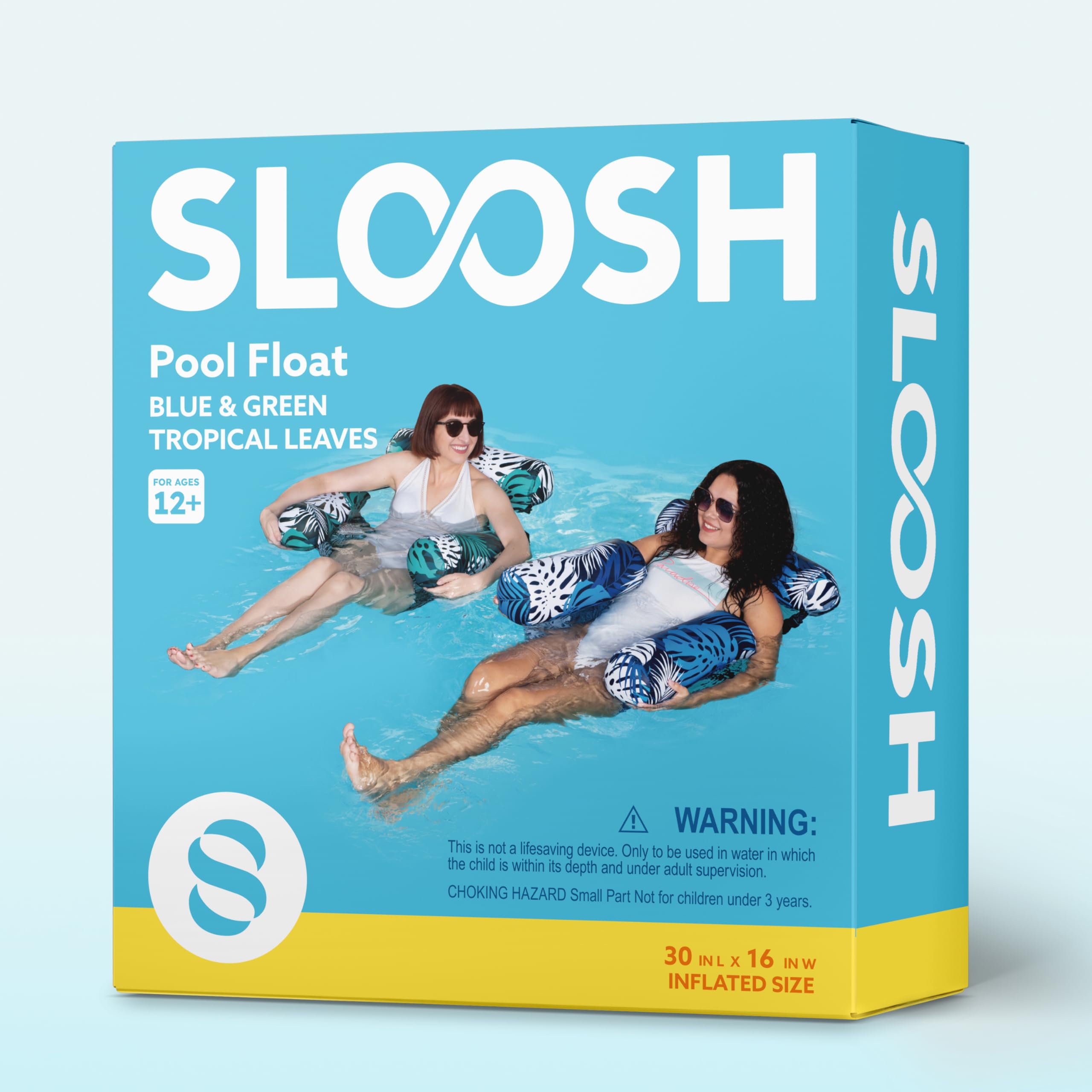 SLOOSH Inflatable Pool Floats Adult,2 Packs Floating Lounge Chairs,Blow up Pool Noodles for Adult Heavy Duty,Floating Chair for Party Summer Water Beach Lake Fun,Tropical Leaves-Green,Blue 🍁 All In One Marketplace Canada