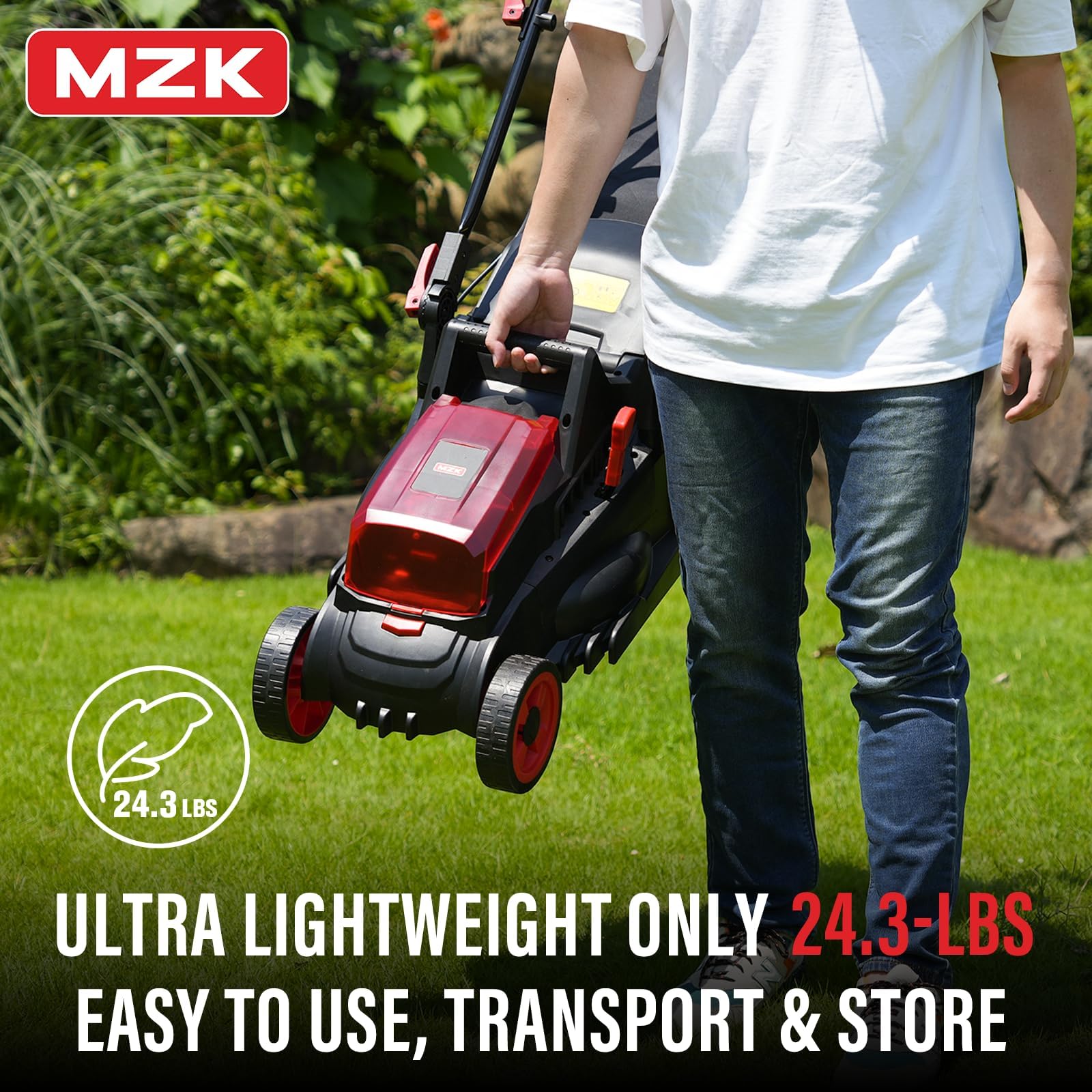 MZK 40V(2 x 20V) 13” Cordless Electric Lawn Mower, Electric Mower with 4-Position Height Adjustment, Compact and Lightweight Push Battery Powered Lawn Mower (LM13CA08) 🍁 All In One Marketplace Canada