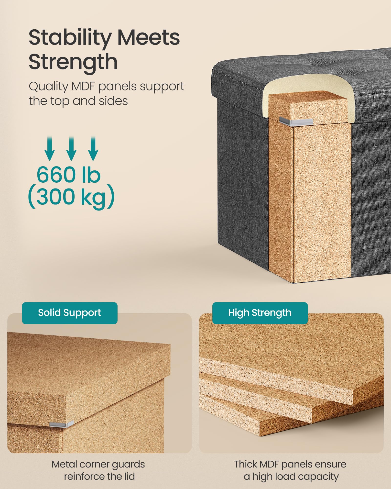 SONGMICS 110 cm Folding Storage Ottoman Bench, Padded Seat 🍁 All In One Marketplace Canada