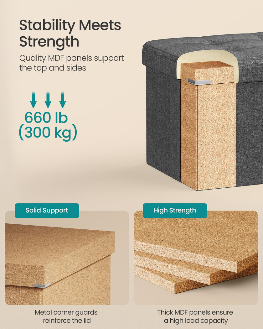 SONGMICS 110 cm Folding Storage Ottoman Bench, Padded Seat 🍁 All In One Marketplace Canada