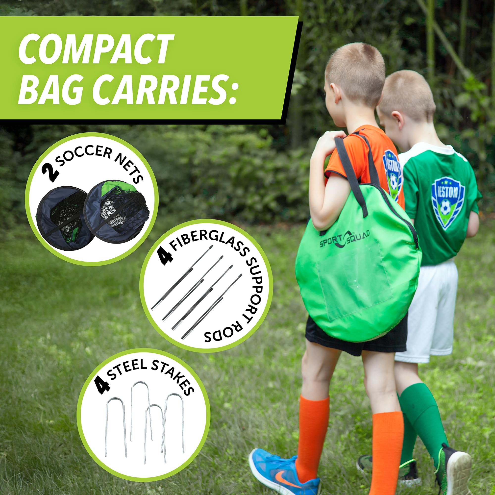 Sport Squad Portable Soccer Goal Net Set - Set of Two 4' Pop Up Training Soccer Goals with Compact Carrying Case - Easy Assembly and Compact Storage - Great for Kids and Adults 🍁 All In One Marketplace Canada