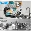 7 code Large Dish Drying Rack for Kitchen Counter,Detachable Large Capacity Dish Drainer Organizer with Utensil Holder,2-Tier Dish Drying Rack with Drain Board,Black 🍁 All In One Marketplace Canada