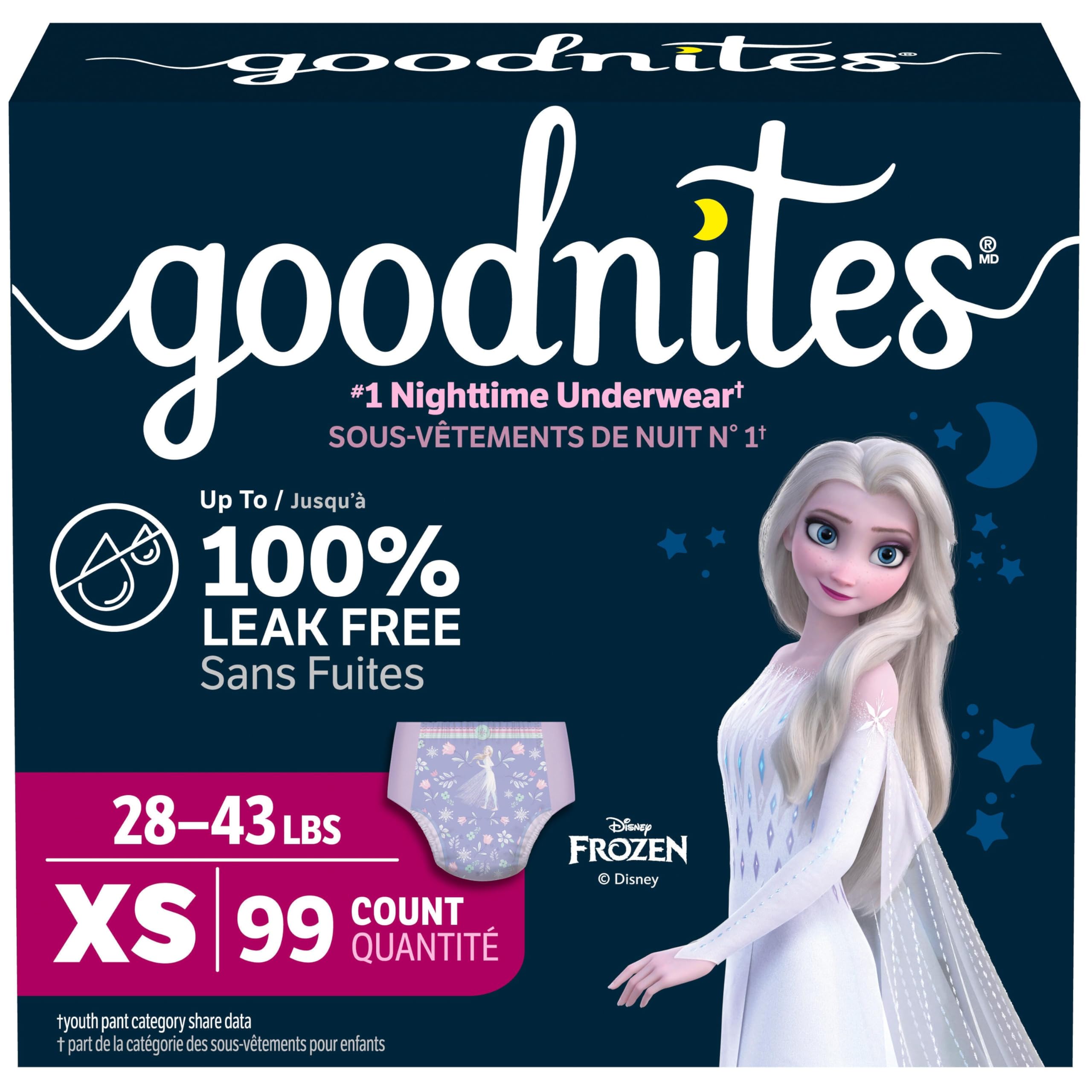 GoodNites Girls' Nighttime Underwear, Extra Small (28-43 lbs), 99 Ct 🍁 All In One Marketplace Canada