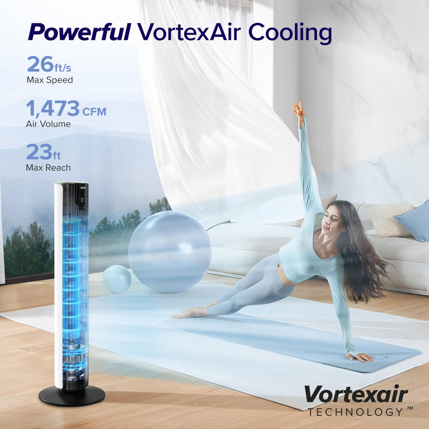 Levoit Smart 42 Inch Tower Fan for Bedroom, 26ft/s Standing Bladeless Fan, Quiet 25dB, 90° Oscillation, Brushless DC Motor, 12 Speeds, 4 Modes, 24H Timer with APP, Works with Alexa 🍁 All In One Marketplace Canada