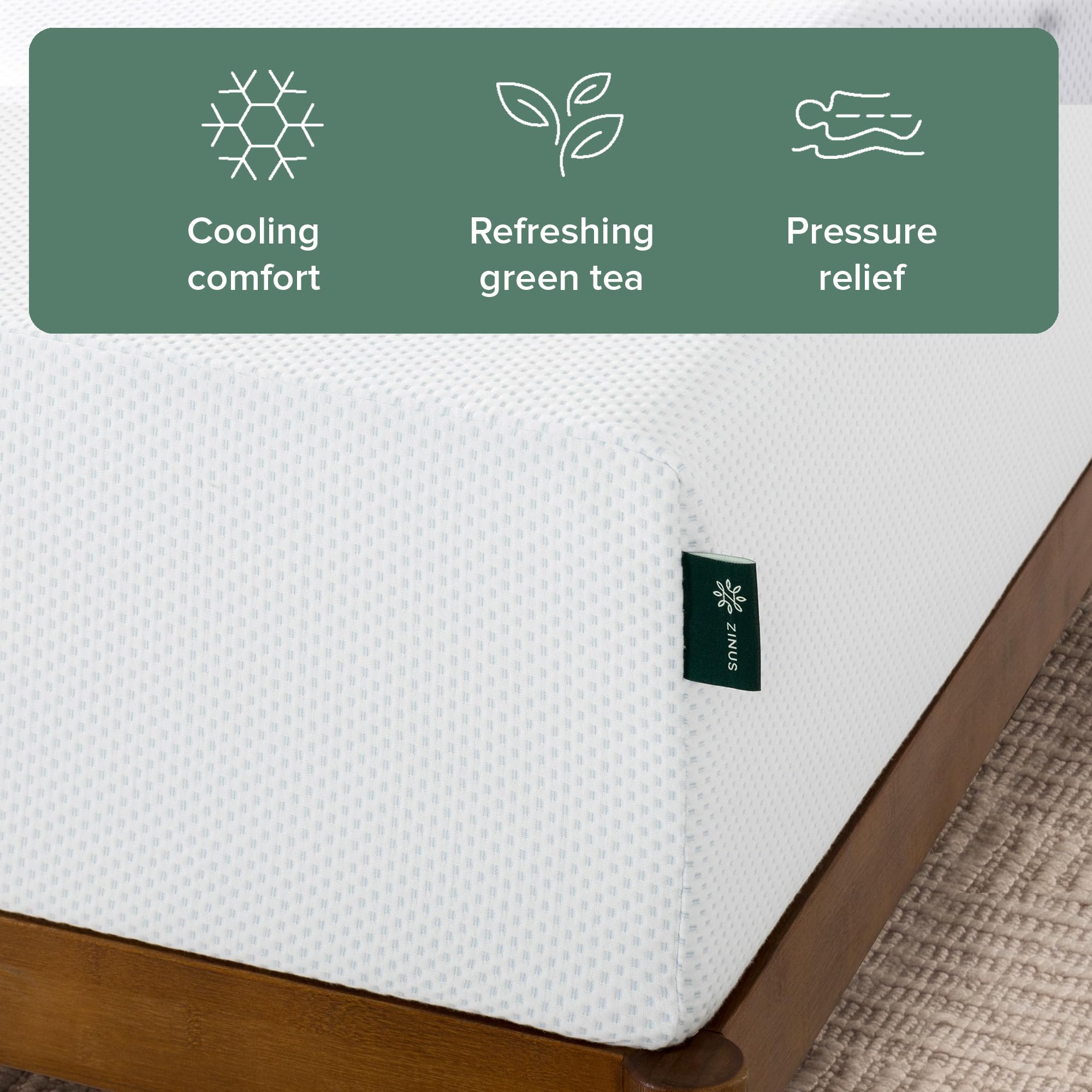 Zinus Twin Mattress - 12 Inch Green Tea Cooling Gel Memory Foam Mattress, Pressure Relief, for Cool Sleep, CertiPUR-US Certified Foam, Mattress in a Box, 10-Year Warranty, Twin Size 🍁 All In One Marketplace Canada