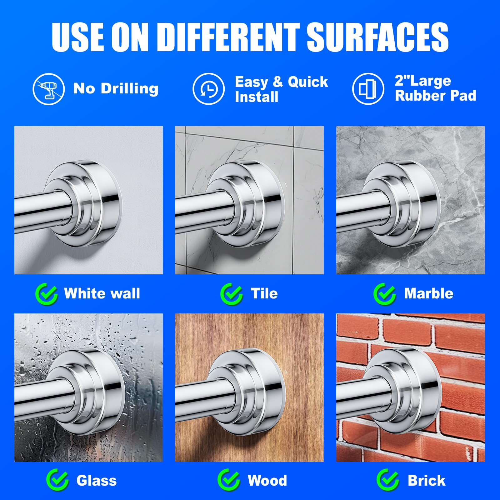 Ausemku Shower Curtain Rod Tension - 32-80 Inch Never Rust Non-Slip Spring Tension Curtain Rod No Drilling Stainless Steel Curtain Rod Use Bathroom Kitchen（Silver） 🍁 All In One Marketplace Canada