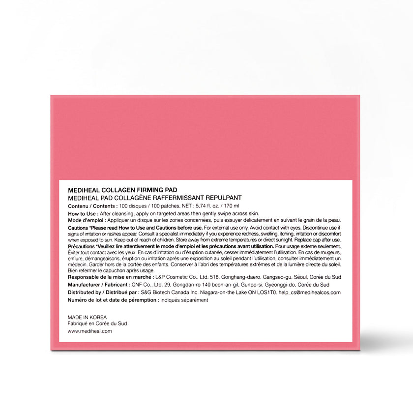 MEDIHEAL Collagen Firming Toner Pad – Korean Skincare, 98% Vegan Collagen with Retinol & 7 Peptides, Firming, Plumping & Wrinkle Care, Micro-Hole Fabric, 100 Pads 🍁 All In One Marketplace Canada