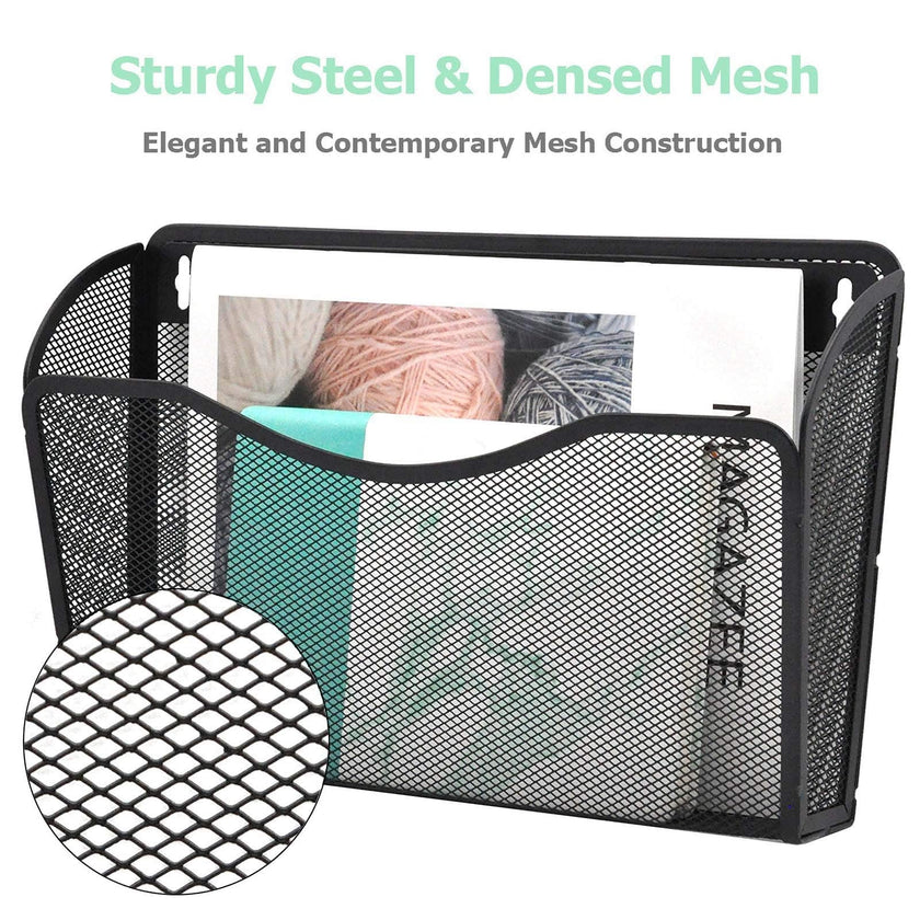 EASEPRES 3 Pack Mesh Wall Mounted File Holder Organizer Metal Hanging Vertical Paper Mails Rack Storage Wire Single Document Filling Holder Pocket for Office and Home, Black 🍁 All In One Marketplace Canada