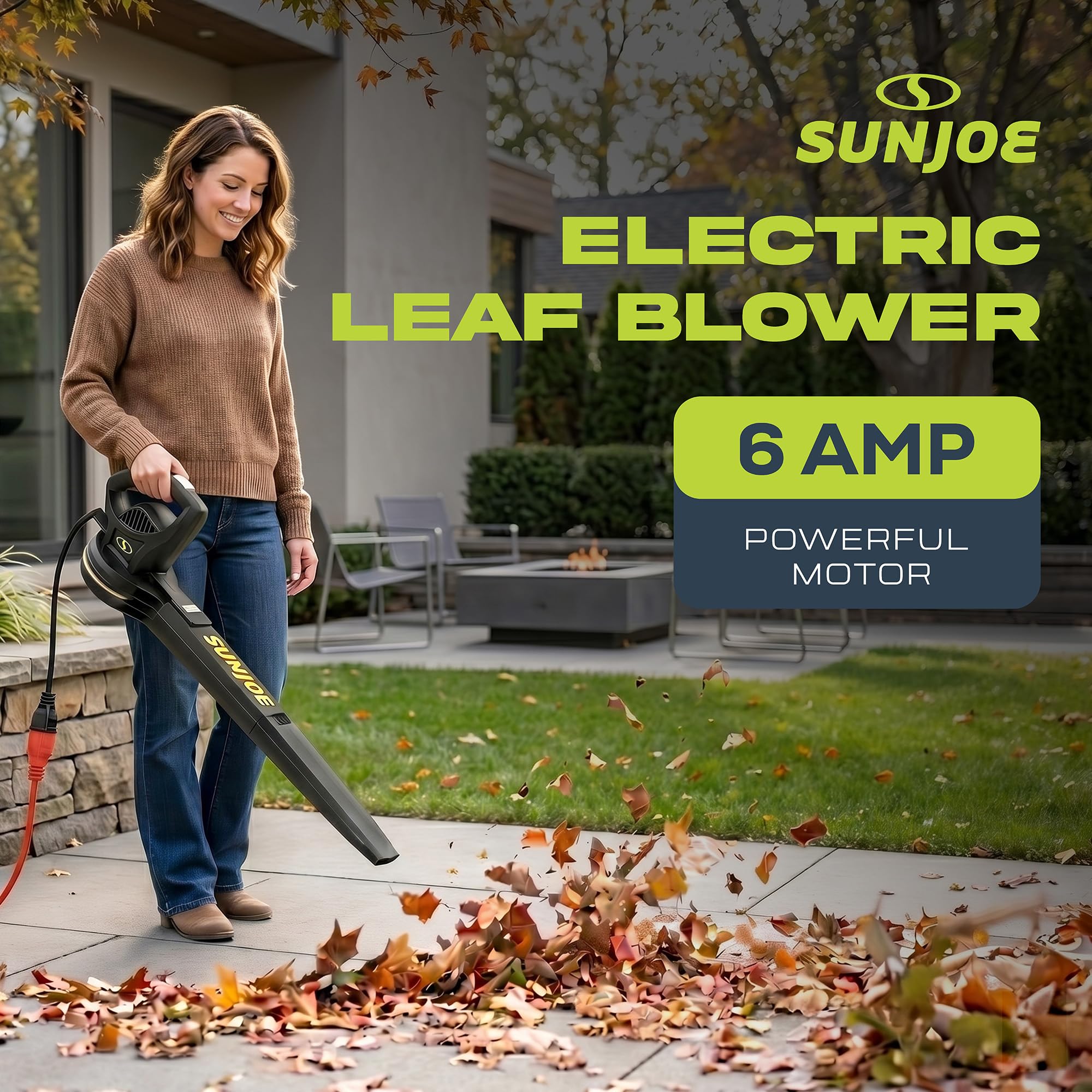 Sun Joe SBJ597E All-Purpose Electric Leaf Blower, 6-Amp Motor, 155 MPH, 260 CFM, Black - Lightweight & Compact, One-Hand Operation for Yards, Porches, Patios, Walkways, Decks, Garage & Light Snow 🍁 All In One Marketplace Canada