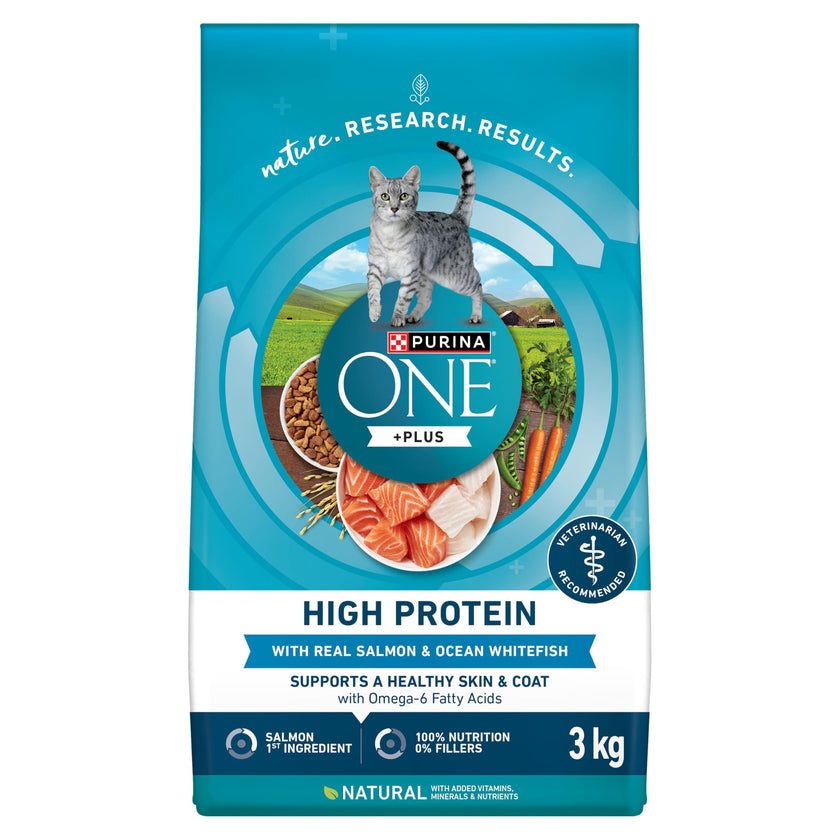 Purina ONE +Plus Dry Cat Food, High Protein with Salmon & Whitefish 3kg 🍁 All In One Marketplace Canada