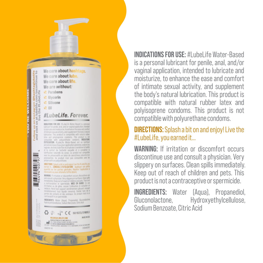 Lube Life Water Based Personal Lubricant for Men and Women Original, 32 Ounce (946 mL) 🍁 All In One Marketplace Canada