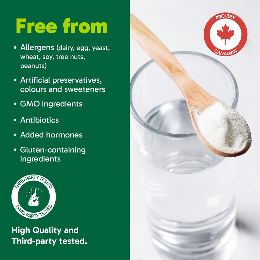 Organika Canadian-Made Enhanced Collagen Bone and Joint Powder - with Glucosamine, MSM, Chondroitin Sulfate, Vitamin D3 and K2 | Helps Restore Bone and Joint Health + Healthier Skin and Hair - 280g 🍁 All In One Marketplace Canada