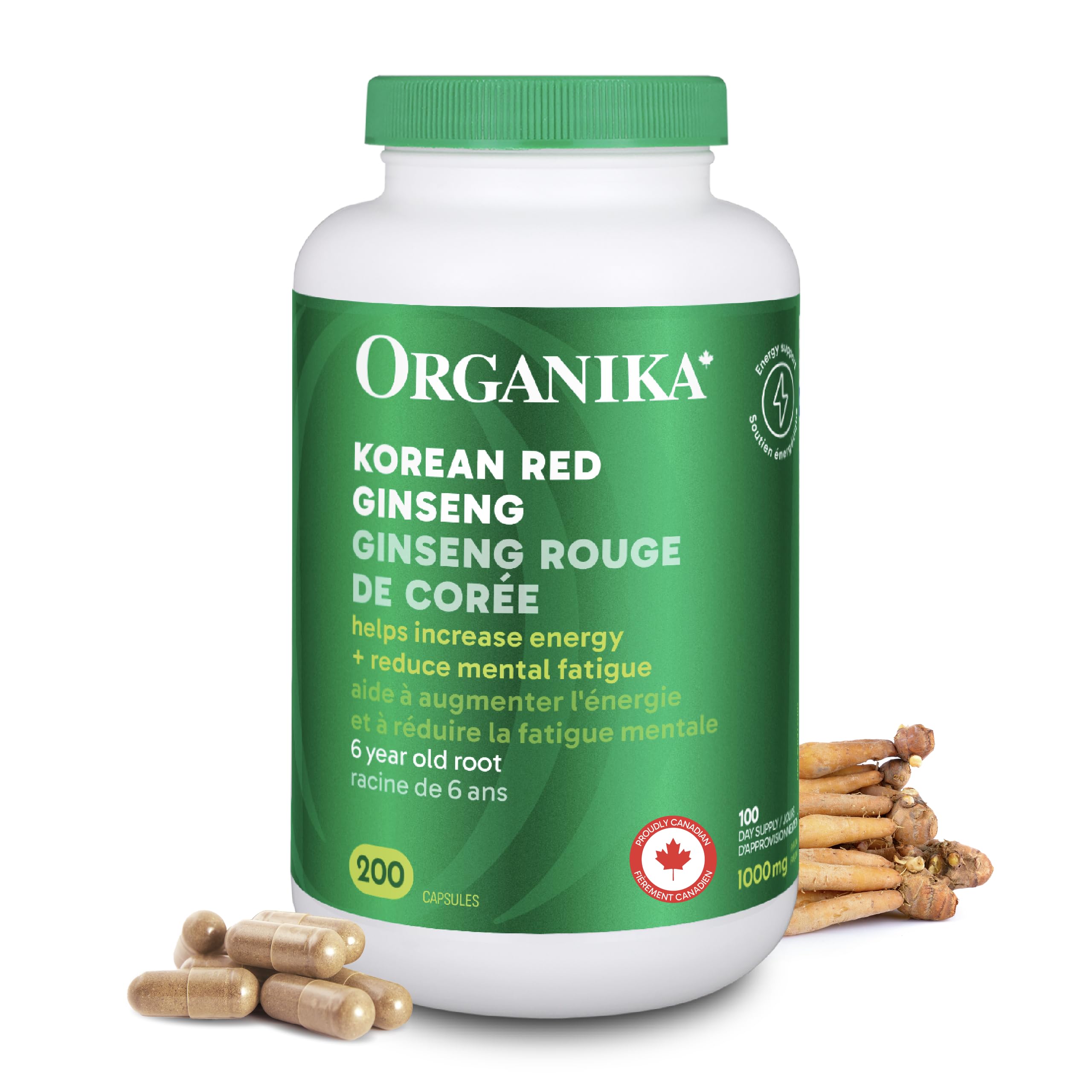 Organika Canadian-Made Korean Red Ginseng - 6 Year Old Roots, Energy Support, Stress Support, Warming Effect- 200caps 🍁 All In One Marketplace Canada