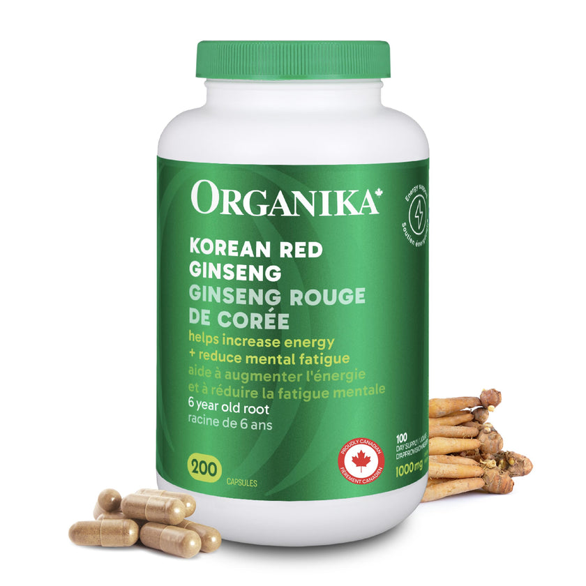 Organika Canadian-Made Korean Red Ginseng - 6 Year Old Roots, Energy Support, Stress Support, Warming Effect- 200caps 🍁 All In One Marketplace Canada