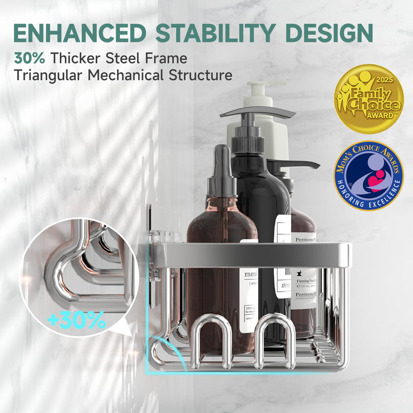 Veken Large Capacity Shower Caddy 3-Pack, No Drilling Adhesive Rack with Soap Holder, Rustproof & Waterproof Shelves, Bathroom Organizers and Storage, Wall-Mounted Kitchen & Home Decor, Silver 🍁 All In One Marketplace Canada