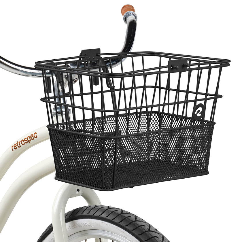 Retrospec Apollo Detachable Front Bike Basket Steel Half-Mesh with Integrated Detachable Hooks and Built-in Handle, Easy Assembly and Portability for Bicycles 🍁 All In One Marketplace Canada