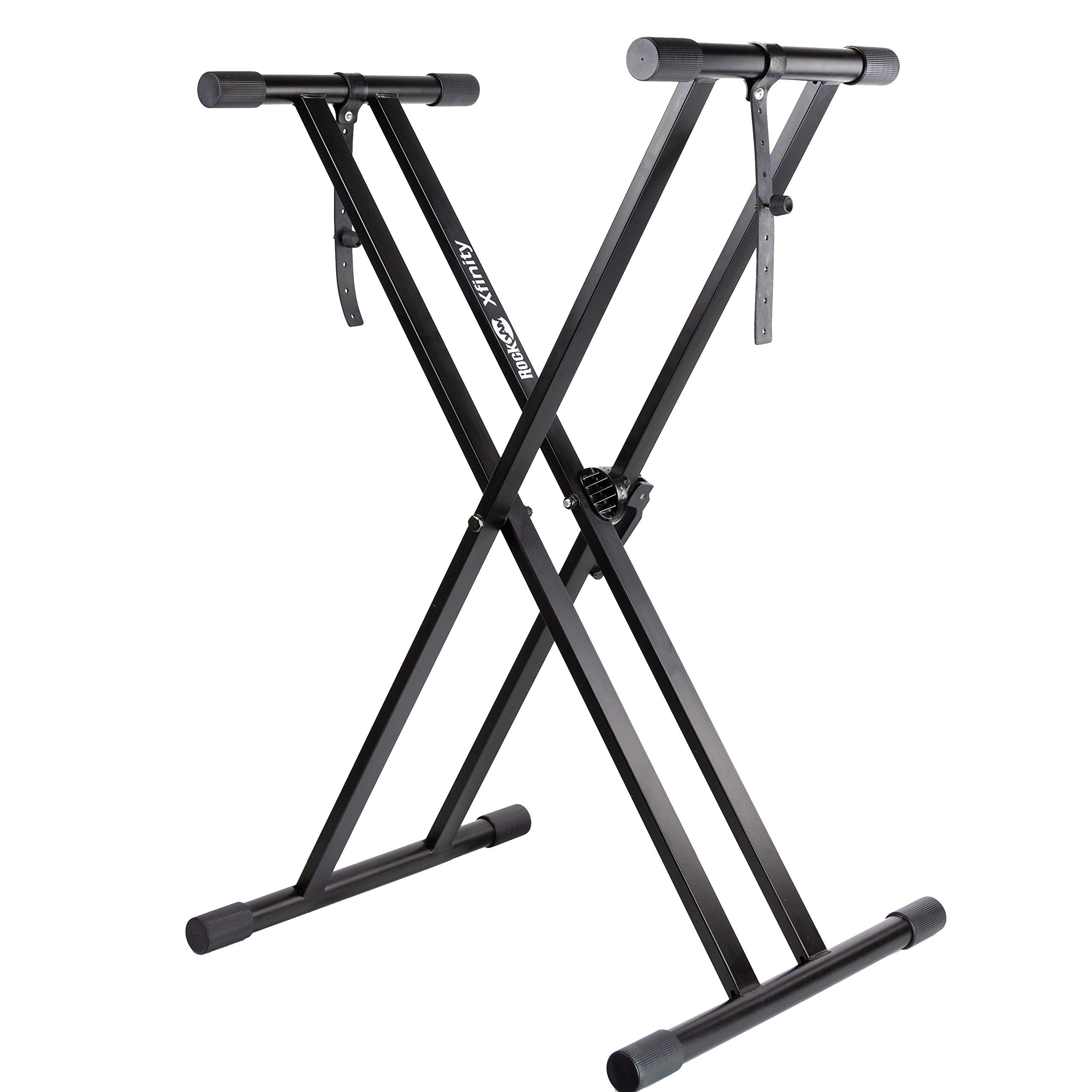 RockJam Xfinity Heavy-Duty, Double-X, Pre-Assembled, Infinitely Adjustable Piano Keyboard Stand with Locking Straps 🍁 All In One Marketplace Canada