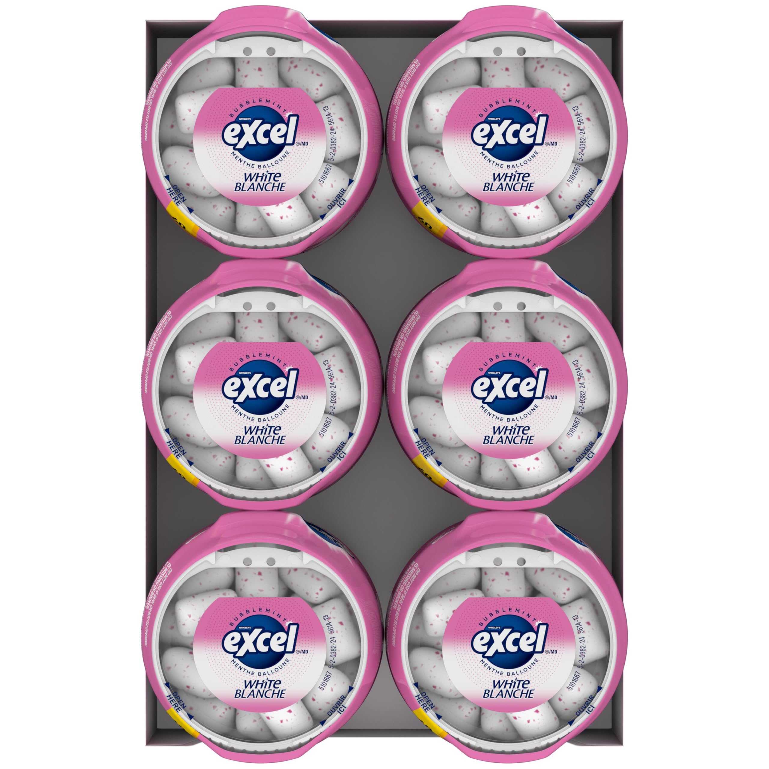 EXCEL White, Bubblemint Flavoured Sugar Free Chewing Gum, 60 Pieces, 6 Bottles 🍁 All In One Marketplace Canada