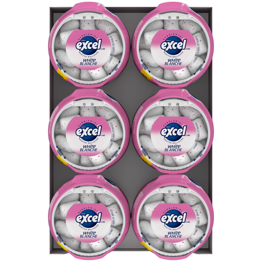 EXCEL White, Bubblemint Flavoured Sugar Free Chewing Gum, 60 Pieces, 6 Bottles 🍁 All In One Marketplace Canada