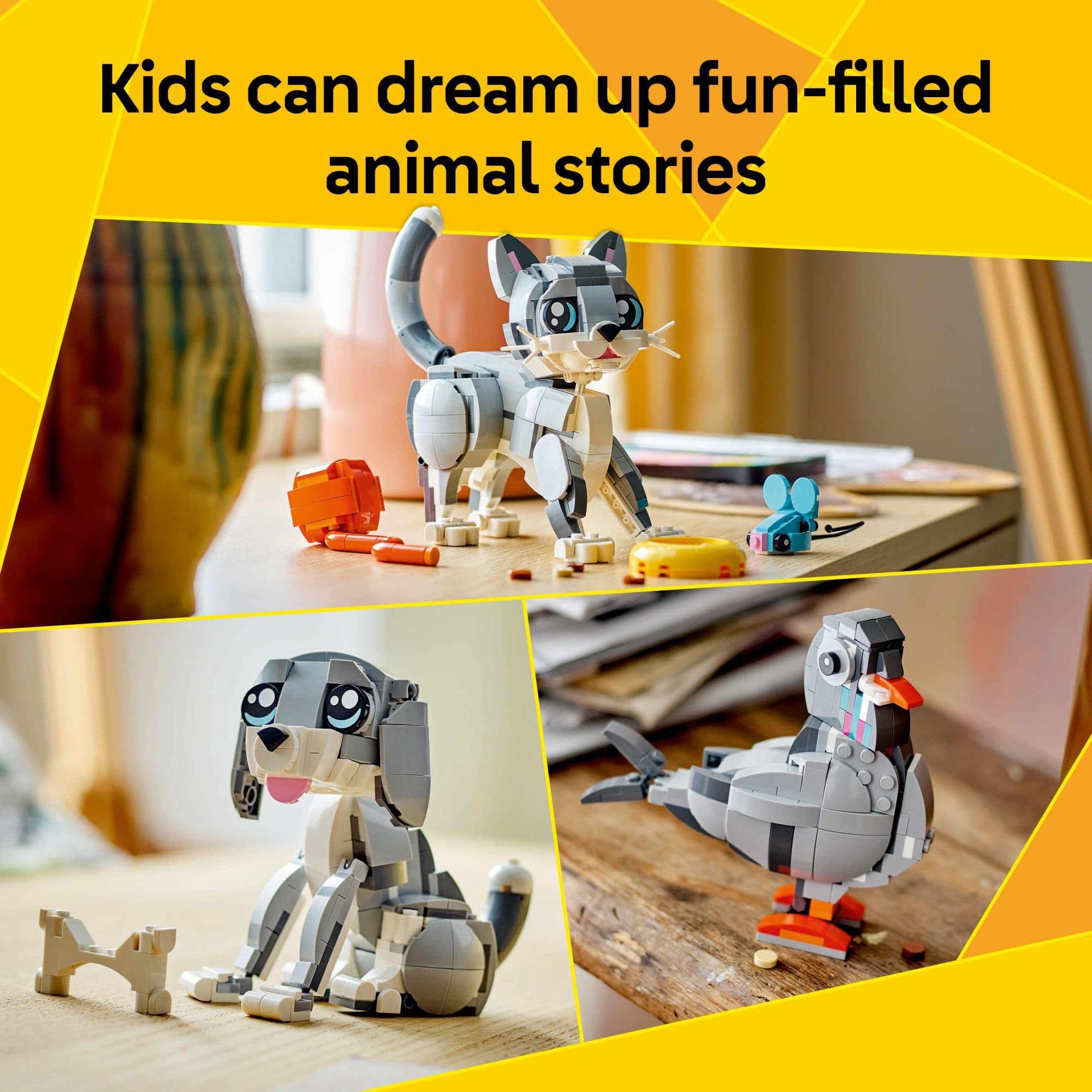 LEGO Creator 3 in 1 Playful Cat Toy - Building Toy with 3 Building Options, Cat, Dog, or Pigeon - Animal Figures for Kids, Girls and Boys, Ages 8+ - Gift Idea for Birthday - 31163 🍁 All In One Marketplace Canada