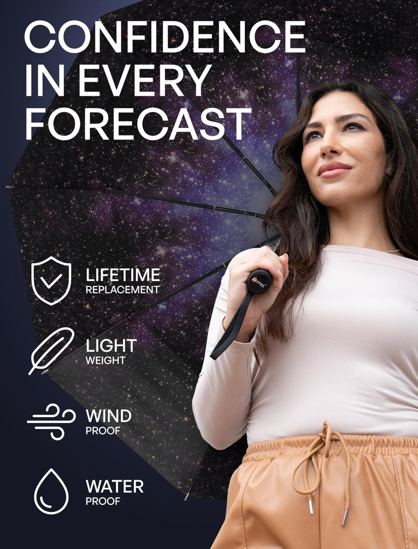 Repel Windproof Travel Umbrella - Compact & Withstands Winds up to 100MPH, Strongest Premium Auto Folding Umbrella for Rain and Sun - Durable, Light & Portable for Women & Men, Fits Backpack & Cars 🍁 All In One Marketplace Canada