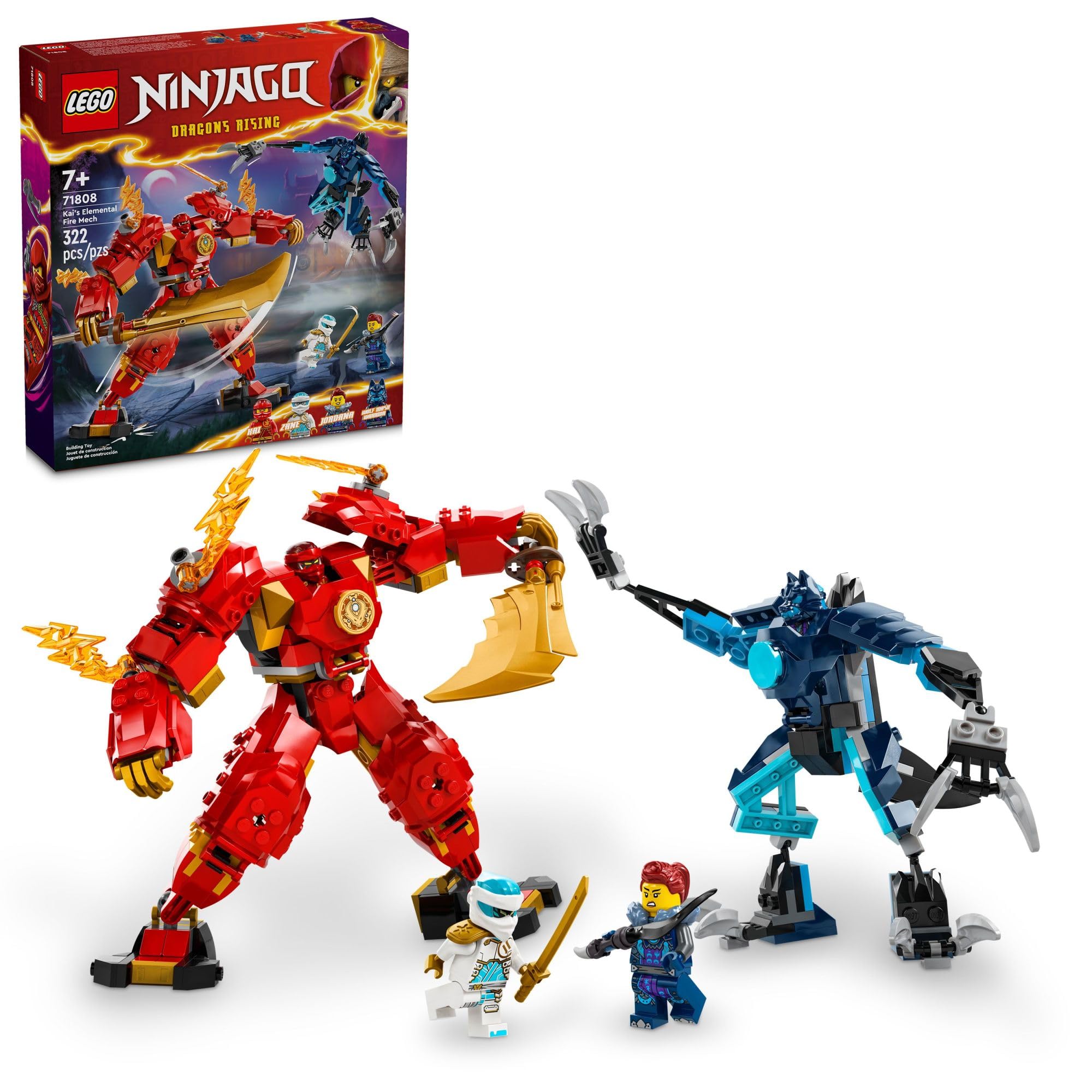 LEGO NINJAGO Kai’s Elemental Fire Mech Action Figure, Mini Ninja Toy for Kids with Customizable Red Ninja Figure Plus Kai and Zane Minifigures, Adventure Set for Boys and Girls Ages 7 and Up, 71808 🍁 All In One Marketplace Canada