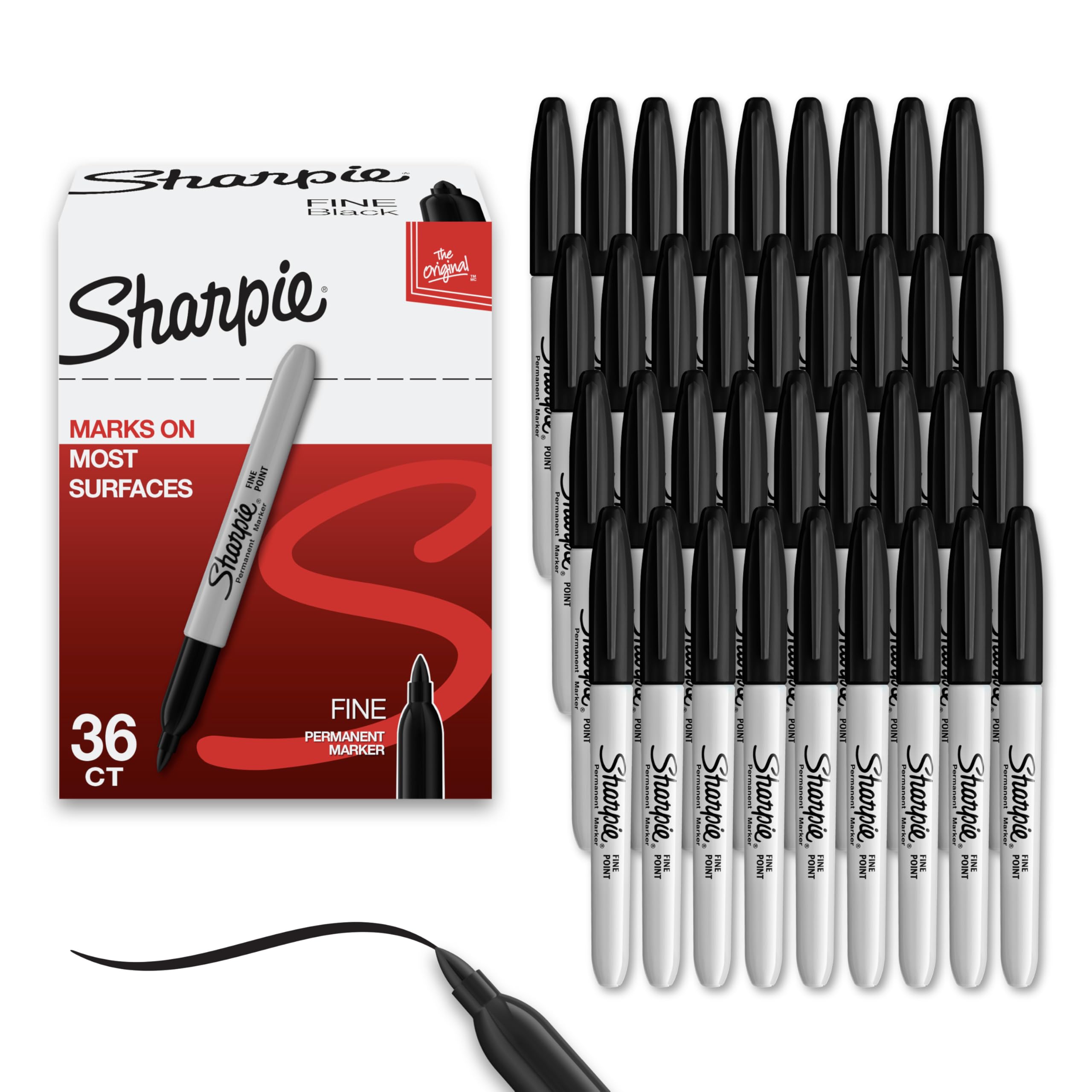 Sharpie Permanent Markers, Fine Point, Black, 36 Count 🍁 All In One Marketplace Canada