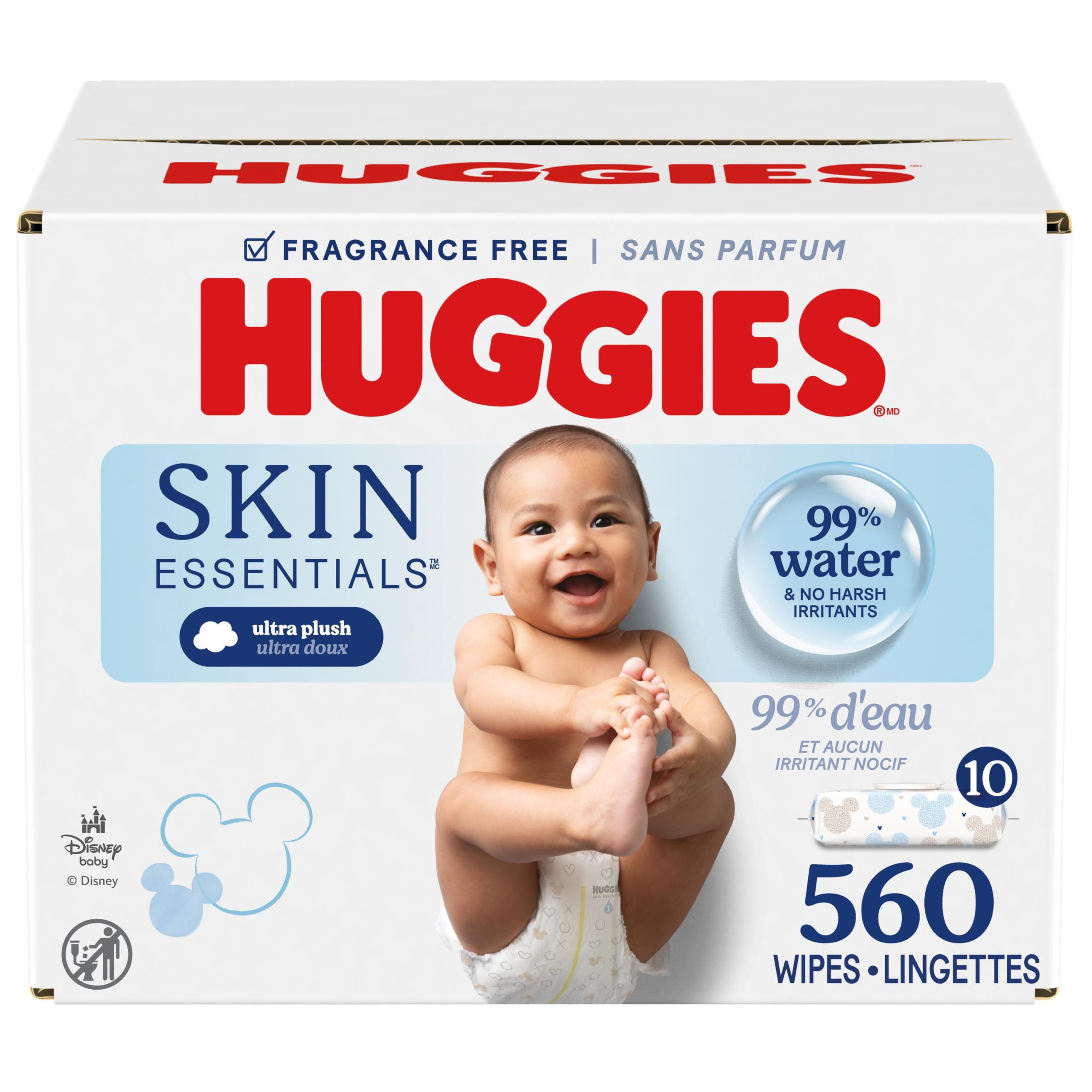 Huggies Skin Essentials Baby Wipes, Hypoallergenic, 99% Water, 10 Flip Top Packs (560 Wipes Total) 🍁 All In One Marketplace Canada