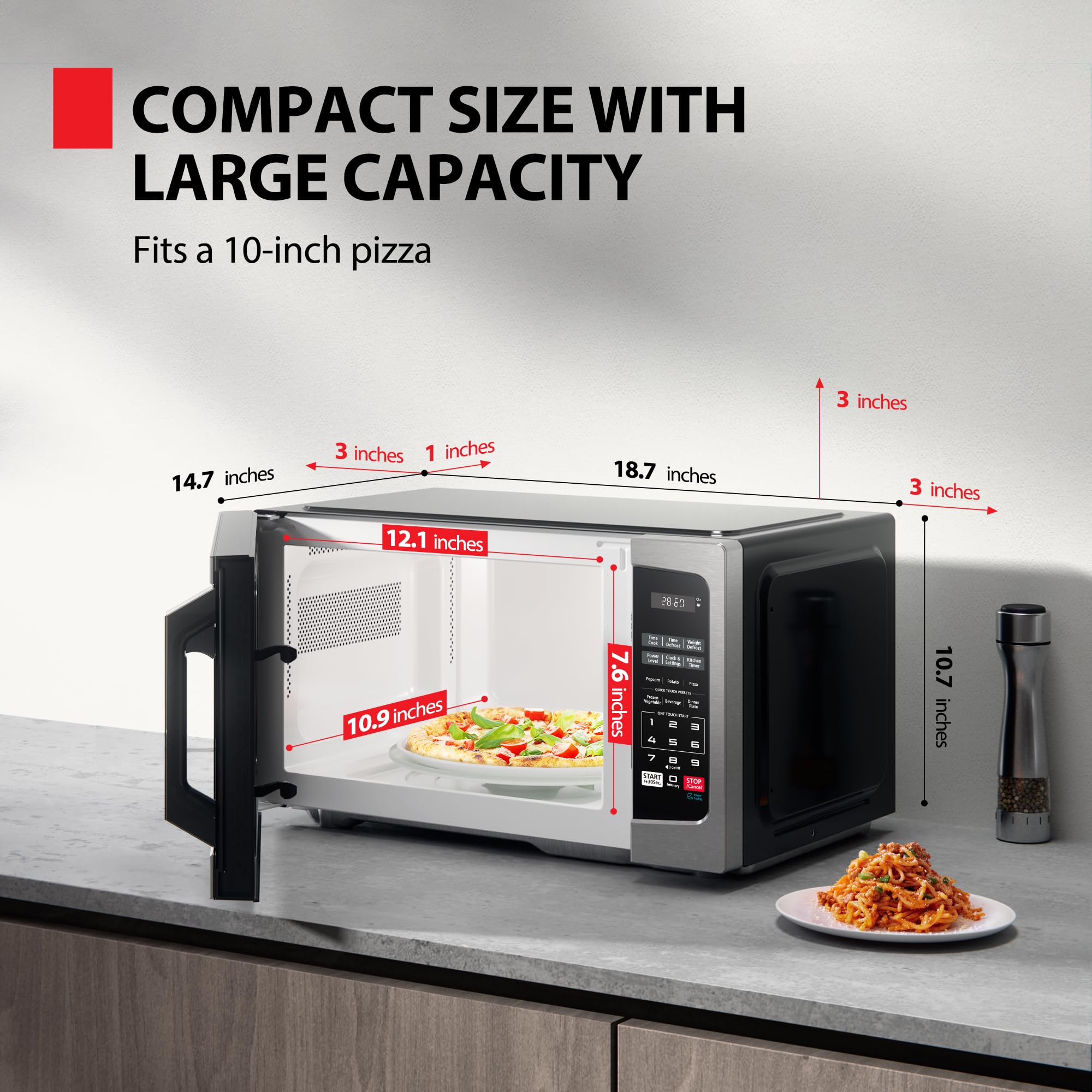 TOSHIBA ML-EM25P(SS)/CA Microwave Oven with Sound On/Off ECO Mode and LED Lighting, 0.9 Cu Ft/900W, Stainless Steel 🍁 All In One Marketplace Canada
