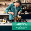 Jamie Oliver by Tefal Cook Smart Frying Pan 9.4 in / 24 cm, Uncoated Stainless Steel, Robust, Fast Heating, Even Cooking, Riveted Handle, Induction Safe, Oven and Dishwasher Safe 🍁 All In One Marketplace Canada