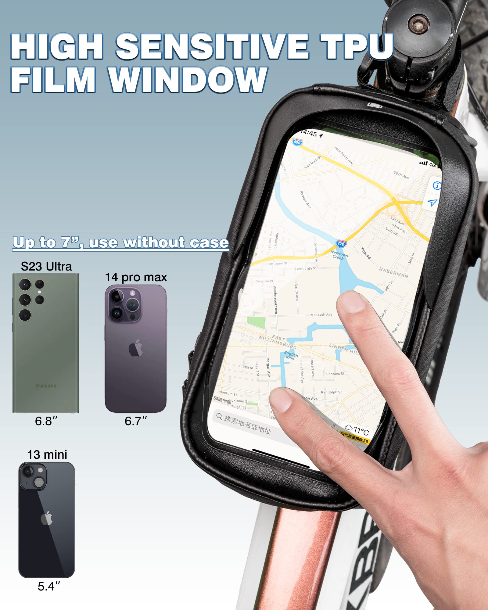 ROCKBROS Bike Phone Frame Bag 1.6L Bike Bag Waterproof Bike Accessories Touch Screen Bicycle Phone Case Compatible Phone Under 7” 🍁 All In One Marketplace Canada