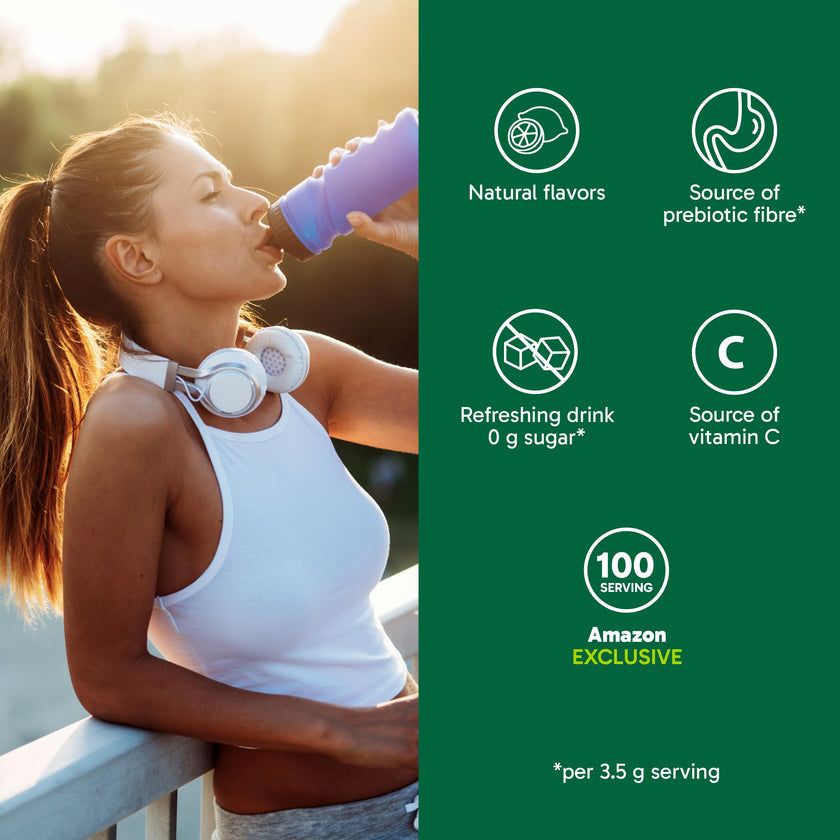 Organika Canadian-Made Electrolytes Powder with Vitamin C & Prebiotic Fibre - Sugar-Free Hydration Drink Mix - Classic Lemonade - 350 g - 100 servings 🍁 All In One Marketplace Canada