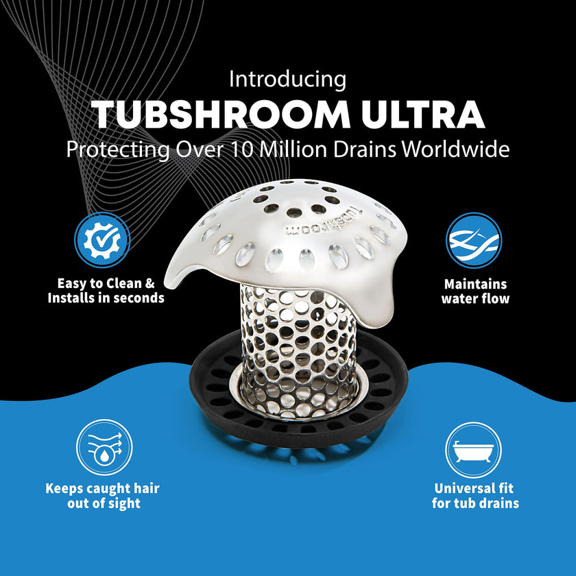 TubShroom Ultra Revolutionary Bath Tub Drain Protector Hair Catcher/Strainer/Snare Stainless Steel, 1-Pack, Silver 🍁 All In One Marketplace Canada