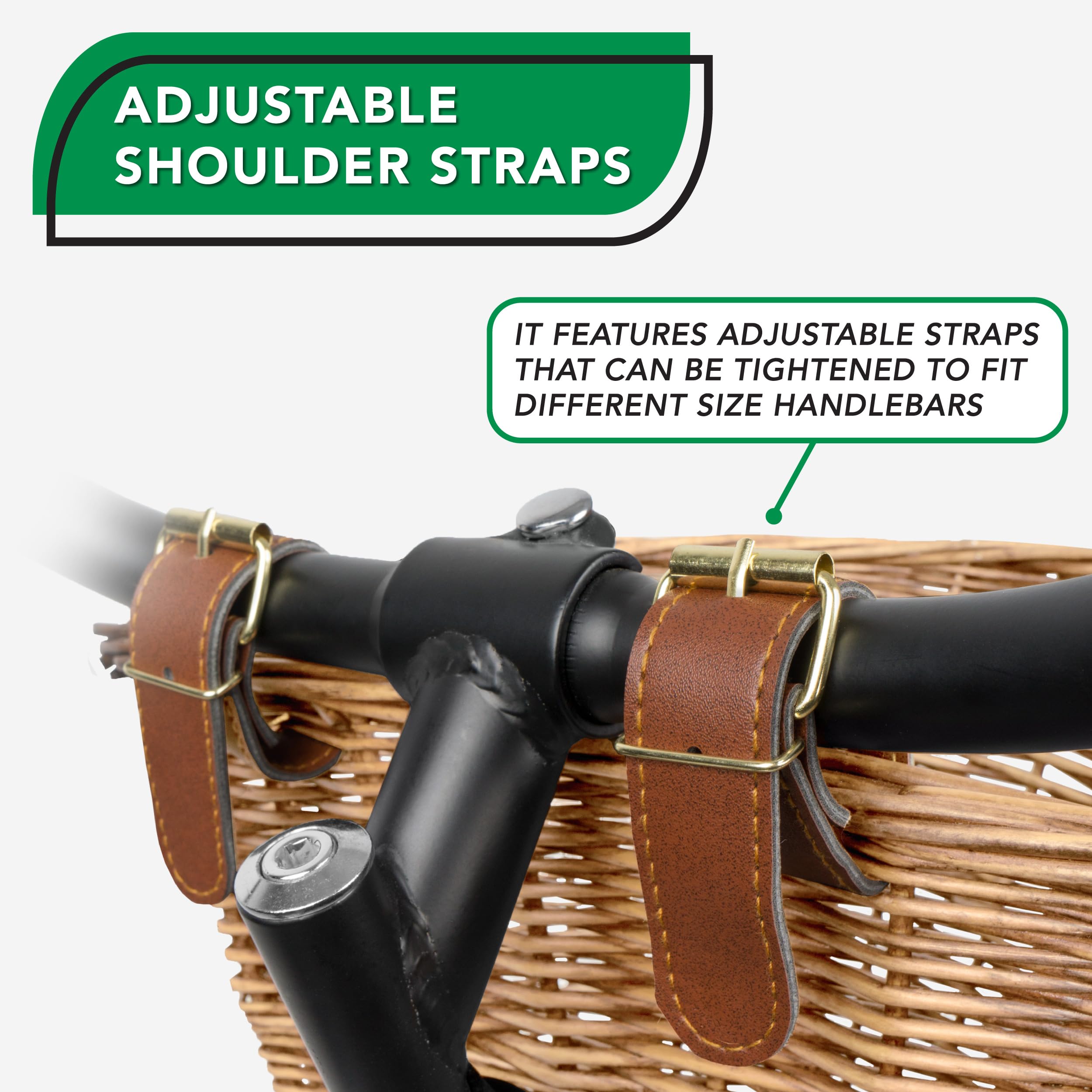ProSource Wicker Bike Basket Front Cargo for Women and Men, Fits Most Bicycles, Beach Cruisers, Stationary Equipment, and Ebikes, Light Brown 🍁 All In One Marketplace Canada