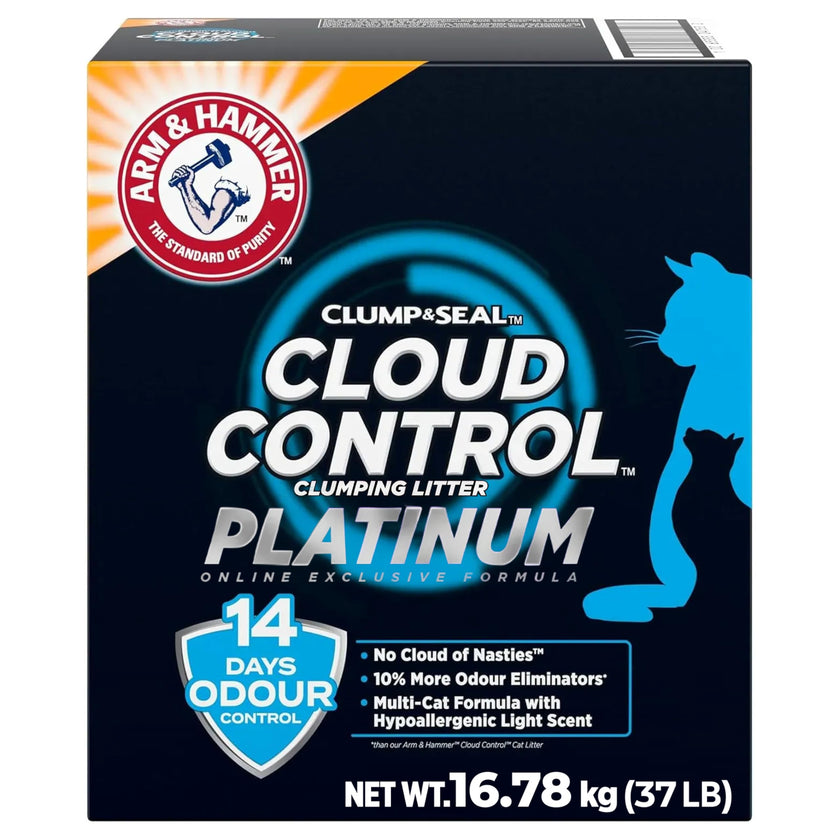 ARM & HAMMER Platinum Cat Litter Cloud Control, Extra Strength with 14 Days of Odour Control, Multi-Cat Clumping Cat Litter with Hypoallergenic Light Scent, Value Size 16.78kg (Pack of 1) 🍁 All In One Marketplace Canada