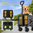 100KG Collapsible Foldable Wagon Carts - Heavy Duty Portable Folding Utility Wagons with All-Terrain Wheels for Grocery Sports Shopping Camping Garden Beach, 2 Drink Holders/Lightweight/Black 🍁 All In One Marketplace Canada