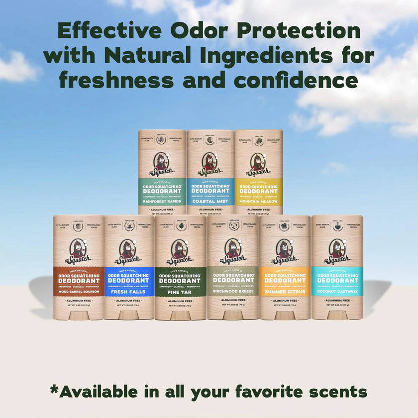 Dr. Squatch Natural Men’s Deodorant – Aluminium Free Natural Deodorant For Men with Charcoal & Postbiotics for 72-Hour Odor Protection – Wood Barrel Bourbon, 2.65oz Stick (2-pack) 🍁 All In One Marketplace Canada